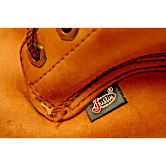Justin Mens sz 8.5 EE Leather Work Boots Rugged Hard Toe J-Max - Picture 8 of 9